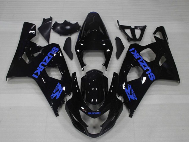 2004-2005 Suzuki GSXR 750 Motorcycle Fairings - Glossy Black Blue Decal UK Manufacturers