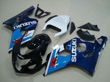 2004-2005 Suzuki GSXR 750 Motorcycle Fairings - White Blue Glossy Black UK Manufacturers