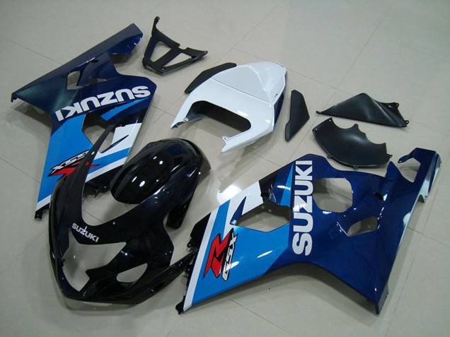 2004-2005 Suzuki GSXR 750 Motorcycle Fairings - White Blue Glossy Black UK Manufacturers