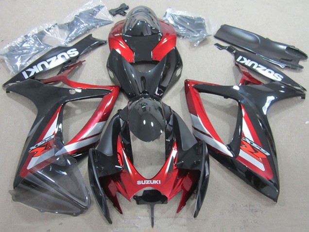2006-2007 Suzuki GSXR 750 Motorcycle Fairings - Red Glossy Black UK Manufacturers