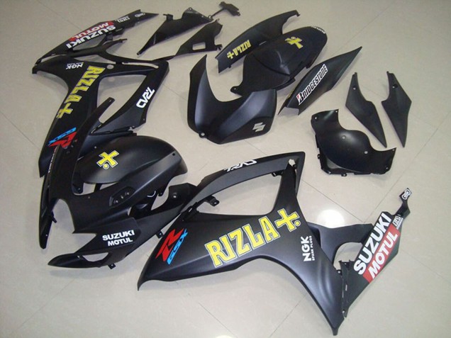 2006-2007 Suzuki GSXR 750 Motorcycle Fairings - Matte Black Yellow Rizla Motul UK Manufacturers