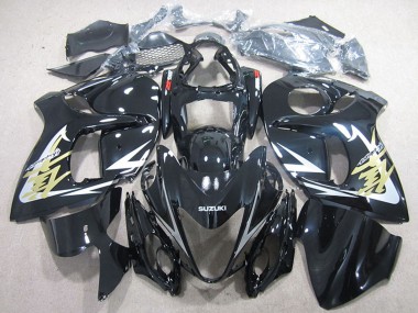 2008-2020 Suzuki GSXR 1300 Hayabusa Motorcycle Fairings - Glossy Black White Gold Decal UK Manufacturers