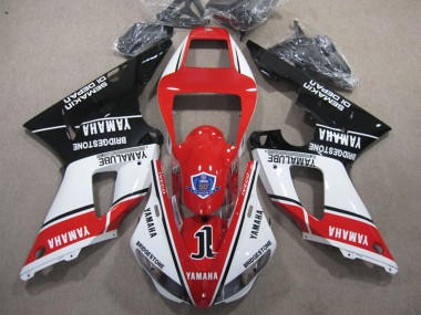 2009-2011 Yamaha YZF R1 Motorcycle Fairings - White Red Black Bridgestone Yamalube Semakin Didepan UK Manufacturers