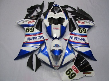 2009-2011 Yamaha YZF R1 Motorcycle Fairings - White Blue Black Sterilgarda SCALZ 69 UK Manufacturers