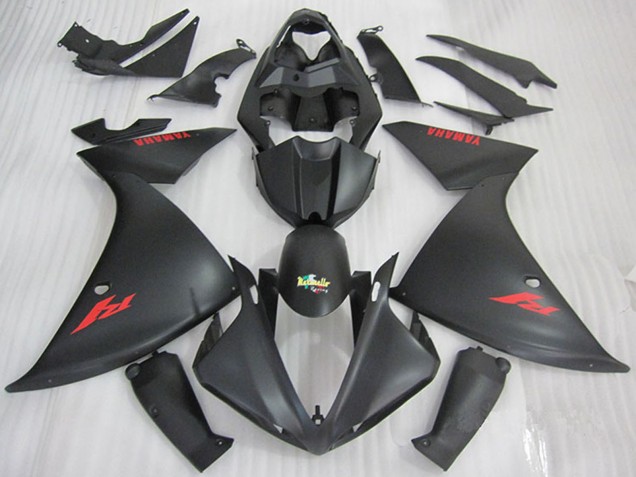 2009-2011 Yamaha YZF R1 Motorcycle Fairings - Matte Black Red Decal UK Manufacturers