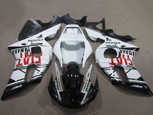 1998-2002 Yamaha YZF R6 Motorcycle Fairings - White Glossy Black Fiat Motul Michelin UK Manufacturers