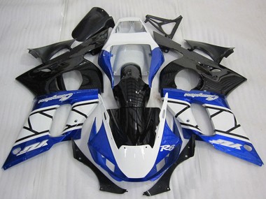 1998-2002 Yamaha YZF R6 Motorcycle Fairing - White Blue Glossy Black Champions UK Manufacturers