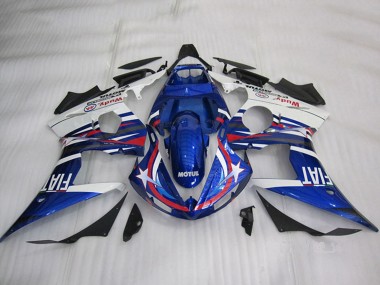 2003-2004 Yamaha YZF R6 Motorcycle Fairings - White Blue Red Motul Fiat UK Manufacturers