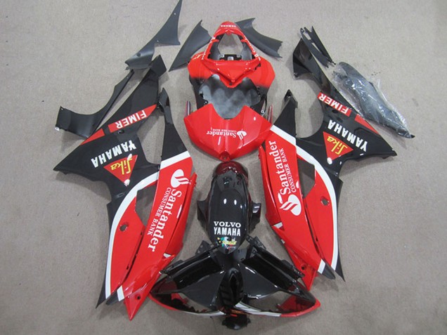 2008-2016 Yamaha YZF R6 Motorcycle Fairings - Red White Glossy Black Volvo Santander Fimer UK Manufacturers