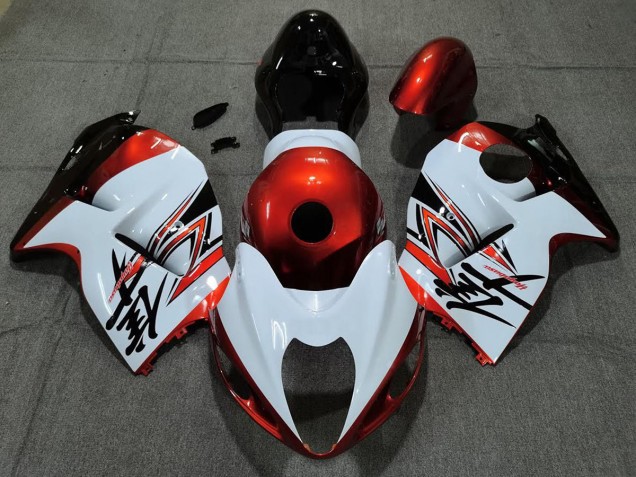 1997-2007 Gloss White and Orange GSXR 1300 Hayabusa Motorcycle Fairings