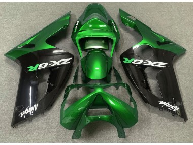 2003-2004 Gloss Green and Black ZX6R Motorcycle Fairings