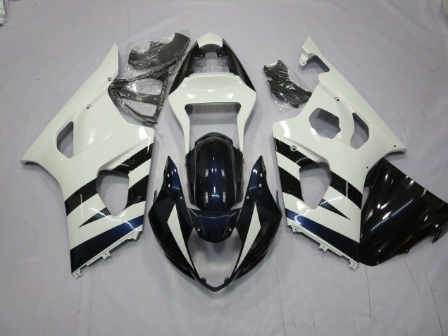 2003-2004 White and Black GSXR 1000 Motorcycle Fairings