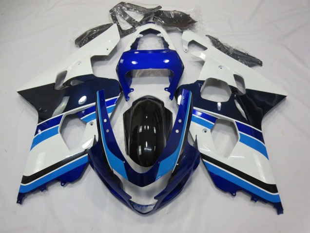 2004-2005 Light Blue White and Black GSXR 600-750 Motorcycle Fairings