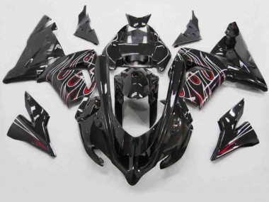 2004-2005 Red Black Flame ZX10R Motorcycle Fairings
