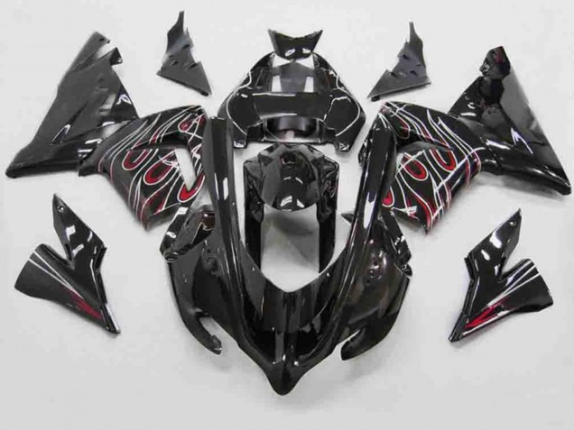 2004-2005 Red Black Flame ZX10R Motorcycle Fairings