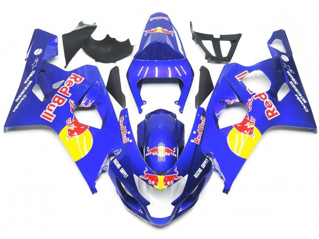 2004-2005 Vibrant Blue Red Bull Style GSXR 600-750 Motorcycle Fairings