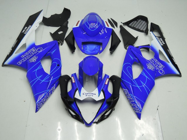 2005-2006 Blue and White Corona GSXR 1000 Motorcycle Fairings