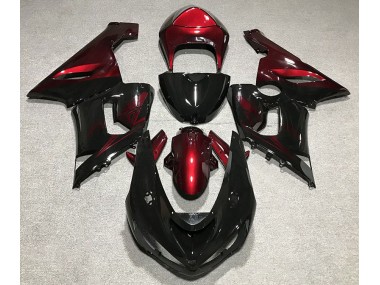 2005-2006 Gloss Black & Deep Red ZX6R Motorcycle Fairings