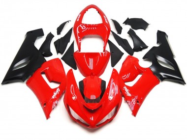 2005-2006 Plain Gloss Red White Decals ZX6R Motorcycle Fairings