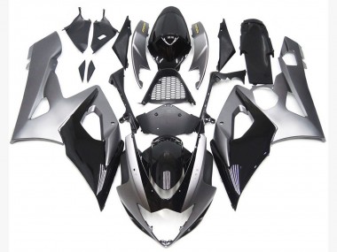 2005-2006 Silver and Gloss Black Style GSXR 1000 Motorcycle Fairings
