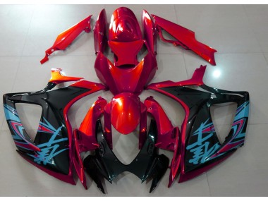 2006-2007 Gloss Red & Black GSXR 600-750 Motorcycle Fairings