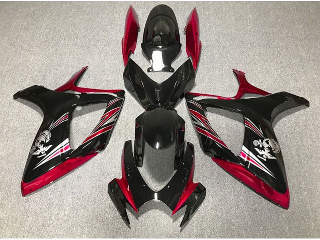 2006-2007 Gloss Red and Black Design GSXR 600-750 Motorcycle Fairings