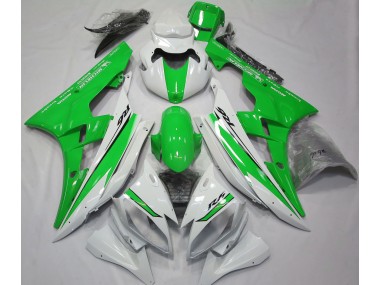 2006-2007 Gloss White and Green R6 Motorcycle Fairings