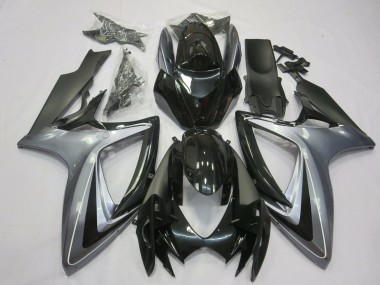 2006-2007 Light Silver And Black GSXR 600-750 Motorcycle Fairings