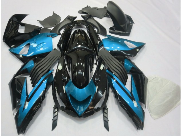 2006-2011 Light Blue and Black Plain ZX14R Motorcycle Fairings