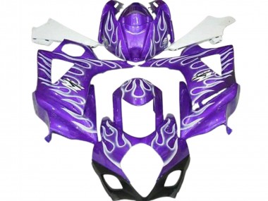 2007-2008 Gloss Purple and White Flame GSXR 1000 Motorcycle Fairings
