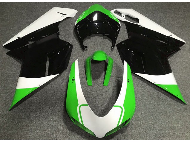 2007-2014 Gloss Green White and Black Ducati 848 1098 1198 Motorcycle Fairings