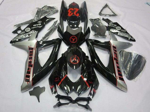2008-2010 Black Grey Jordan GSXR 600-750 Motorcycle Fairings