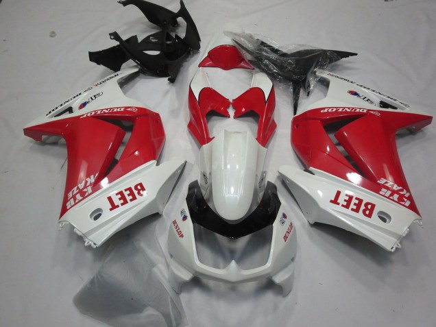 2008-2012 Beet Red and White Ninja 250 Motorcycle Fairings