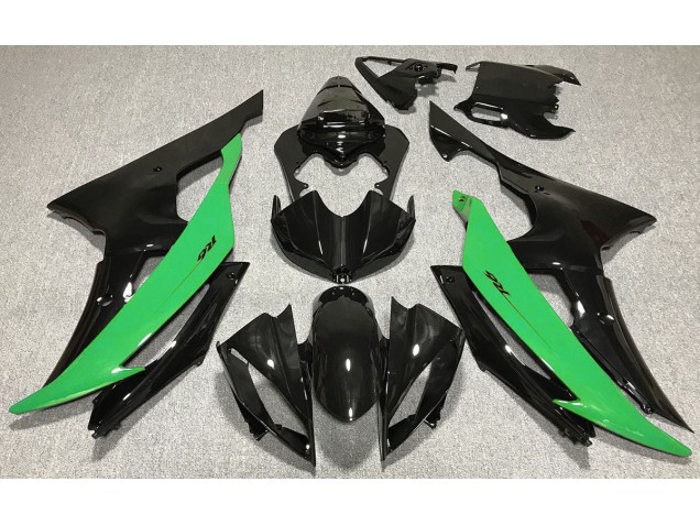 2008-2016 Gloss Black & Green R6 Motorcycle Fairings