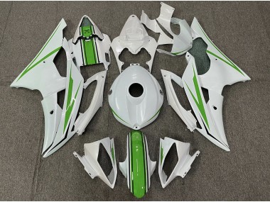 2008-2016 Gloss White and Green R6 Motorcycle Fairings