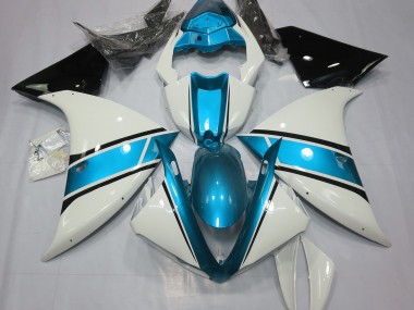 2009-2011 Gloss White and Light Blue R1 Motorcycle Fairings