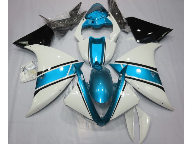 2009-2011 Gloss White and Light Blue R1 Motorcycle Fairings