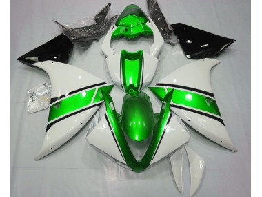 2009-2011 Gloss White and Metallic Green R1 Motorcycle Fairings