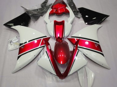 2009-2011 Gloss White and Metallic Red R1 Motorcycle Fairings