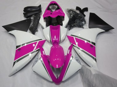 2009-2011 Gloss White and Pink R1 Motorcycle Fairings