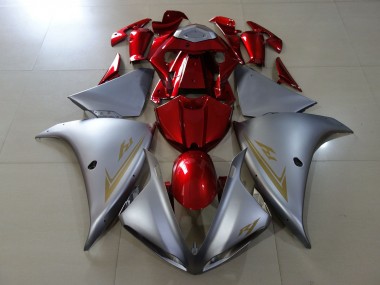 2009-2011 Matte Silver & Gloss Red R1 Motorcycle Fairings
