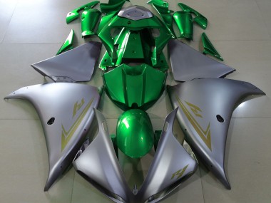 2009-2011 Matte Silver & Green R1 Motorcycle Fairings