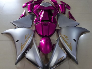 2009-2011 Matte Silver & Pink R1 Motorcycle Fairings