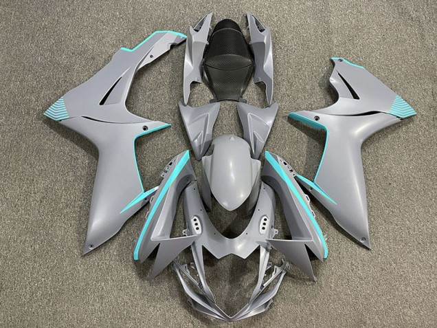 2011-2024 Matte Nardo Grey & Teal Accents GSXR 600-750 Motorcycle Fairings