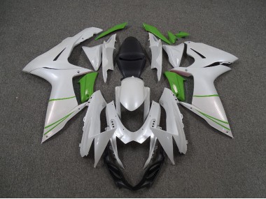 2011-2024 Pearl White and Green GSXR 600-750 Motorcycle Fairings