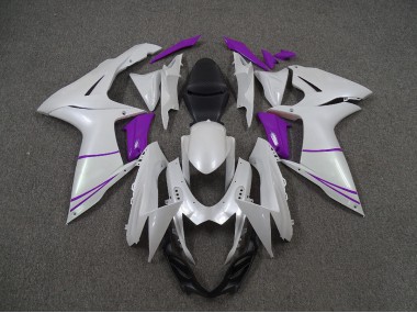 2011-2024 Pearl White and Purple GSXR 600-750 Motorcycle Fairings