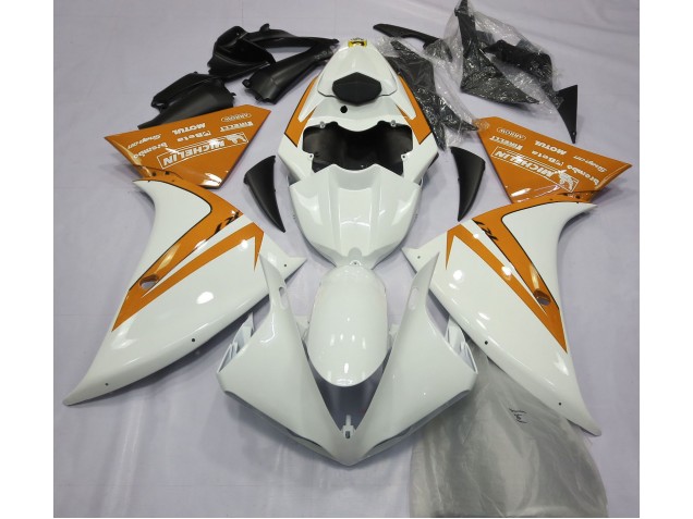 2012-2014 Gloss White and Orange R1 Motorcycle Fairings
