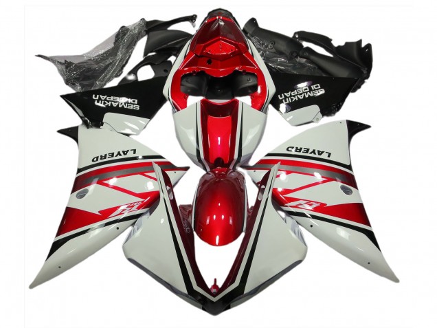2012-2014 Gloss White and Red R1 Motorcycle Fairings