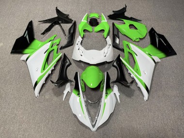 2013-2016 Gloss White and Green Daytona 675 Motorcycle Fairings
