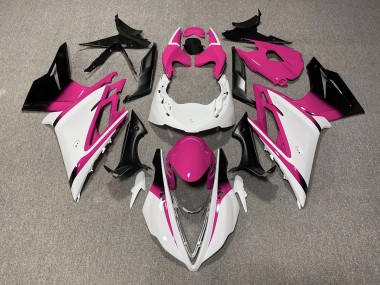 2013-2016 Gloss White and Pink Daytona 675 Motorcycle Fairings